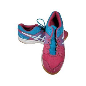 Asics Gel Upcourt 3 Pink Blue Volleyball Running Shoes Women’s Size 8 NEED LACE